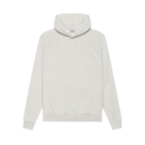 Fear of God Essentials white hoodie with oversized fit and bold logo
